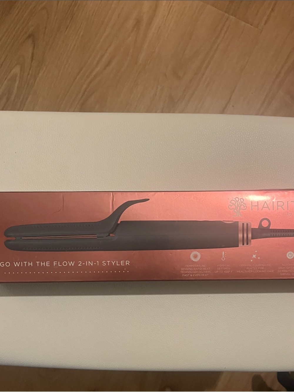 NIB Hairitage Go With The Flow 2-in-1 Styler - Black on Rose Gold Box